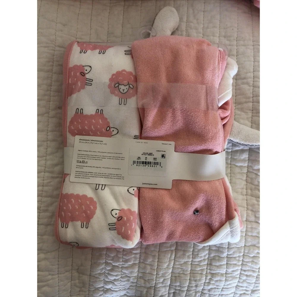 Just One You Carter's Baby 2pk Pink/White Sheep Bath Towel Set 29
